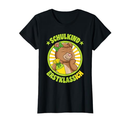 Schulkind Erstklassig Bär Schultüte Schulanfang Mädchen T-Shirt Schulkind Erstklassig Bär Schultüte Schulanfang Mädchen T-Shirt von ErstklassIch Geschenke zur Einschulung Grundschule