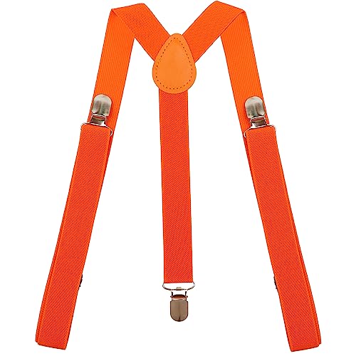 Eruinfang Hosenträger Herren Verstellbare Hosenträger für Herren 25mm breit Elastic Hosenträger Damen Herren Hosenträger mit 3 Starken Clips Men Braces Y Form Style(Orange) von Eruinfang