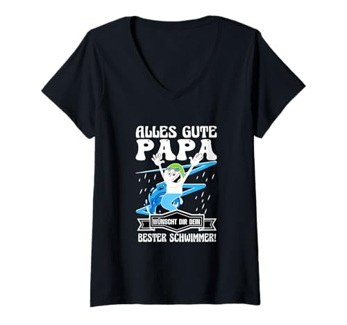 Damen Alles Gute Papa Lustiges Bester Schwimmer Spruch Vatertag T-Shirt mit V-Ausschnitt Damen Alles Gute Papa Lustiges Bester Schwimmer Spruch Vatertag T-Shirt mit V-Ausschnitt von Erwachsenenhumor Vater Vaterschafft Geburtstag