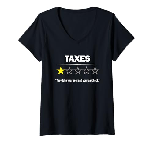 Damen Adult Humor Sarcastic 1 Star Rating About Paying Taxes T-Shirt mit V-Ausschnitt Damen Adult Humor Sarcastic 1 Star Rating About Paying Taxes T-Shirt mit V-Ausschnitt von Erwachsenenleben 1-Stern Urteil Lustiges Design