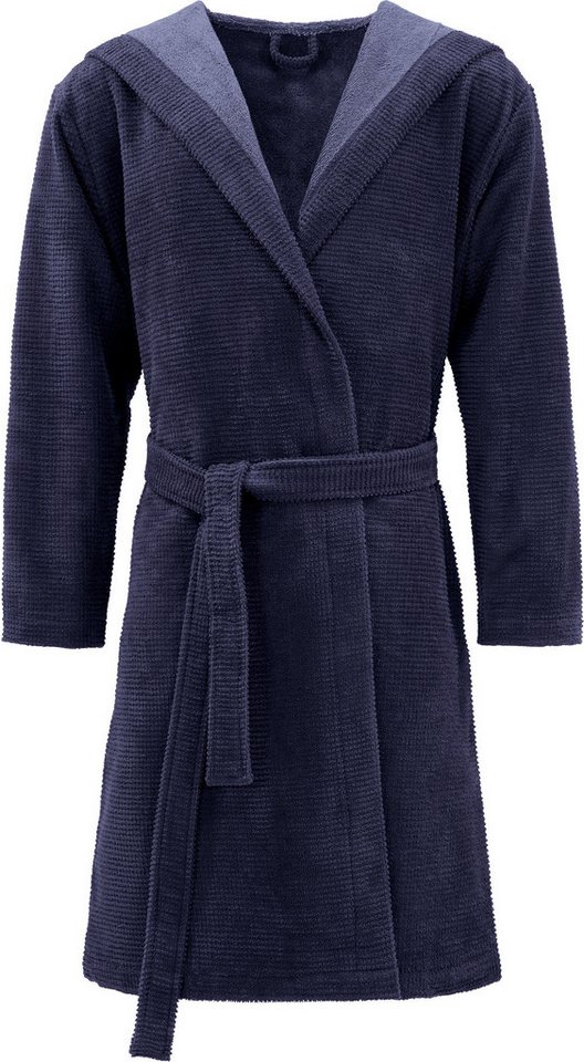 Erwin Müller Bademantel Unisex-Bademantel "Schwanau", Kurzform, mit Kapuze, default, Jacquard-Velours Uni von Erwin Müller