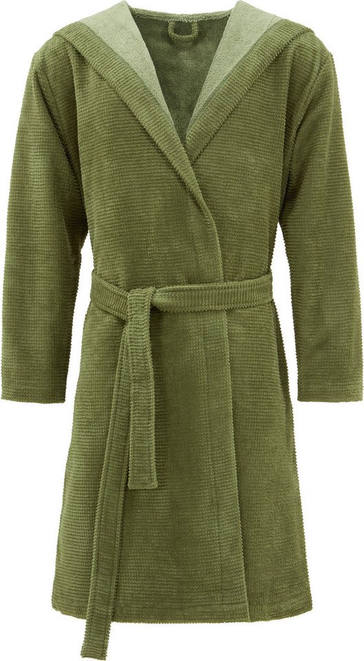 Erwin Müller Bademantel Unisex-Bademantel "Schwanau", Kurzform, mit Kapuze, default, Jacquard-Velours Uni von Erwin Müller