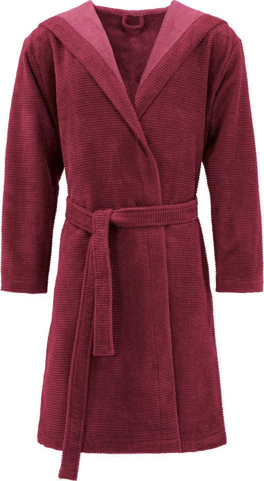 Erwin Müller Bademantel Unisex-Bademantel "Schwanau", Kurzform, mit Kapuze, default, Jacquard-Velours Uni von Erwin Müller