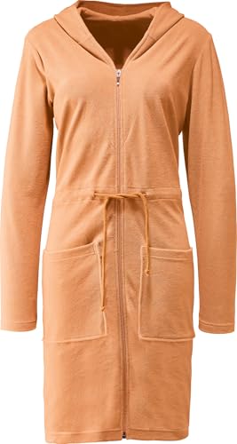 Erwin Müller Damen-Bademantel Limbach mit Kapuze Leichtfrottier apricot Größe 44/46 von Erwin Müller