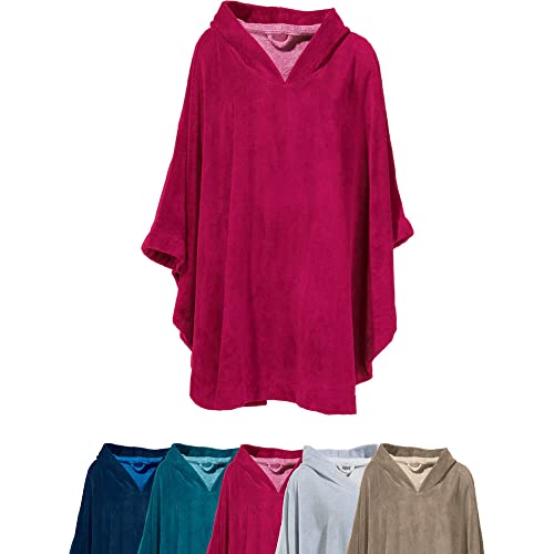 Erwin Müller Damen - Herren - Surf-Poncho - mit Kapuze - Badetuch - Umkleide-Hilfe - Velours-Frottier Fuchsia Größe ca. 110 cm von Erwin Müller