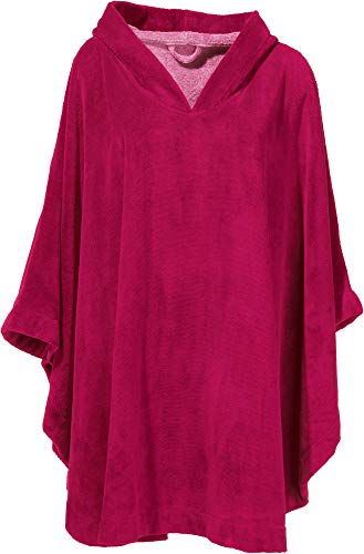 Erwin Müller Damen - Herren - Surf-Poncho - mit Kapuze Fuchsia Größe one Size - Badetuch - Umkleide-Hilfe - Velours-Frottier von Erwin Müller