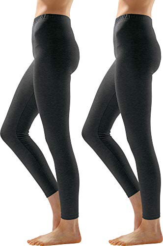 Erwin Müller Damen Leggings, Freizeithose Single-Jersey im 2er-Pack anthrazit-meliert Größe 36/38 - optimaler Sitz durch die elastische Qualität, mit abgestepptem Gummiband von Erwin Müller