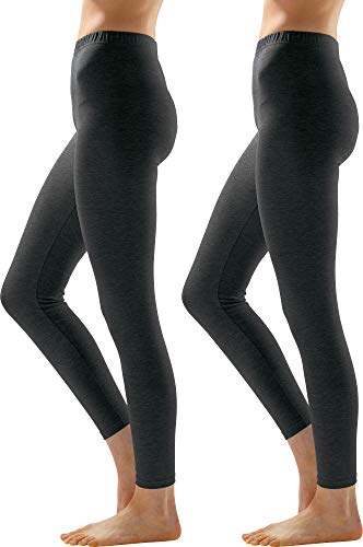 Erwin Müller Damen Leggings, Freizeithose Single-Jersey im 2er-Pack anthrazit-meliert Größe 40/42 - optimaler Sitz durch die elastische Qualität, mit abgestepptem Gummiband von Erwin Müller