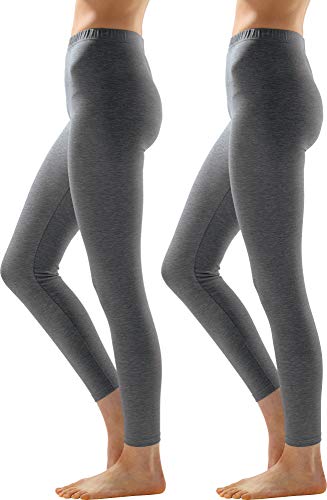 Erwin Müller Damen Leggings, Freizeithose Single-Jersey im 2er-Pack grau meliert Größe 40/42 - optimaler Sitz durch die elastische Qualität, mit abgestepptem Gummiband von Erwin Müller