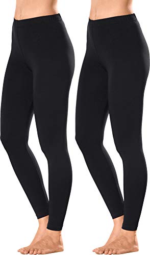 Erwin Müller Damen Leggings, Freizeithose Single-Jersey im 2er-Pack schwarz Größe 36/38 - optimaler Sitz durch die elastische Qualität, mit abgestepptem Gummiband von Erwin Müller