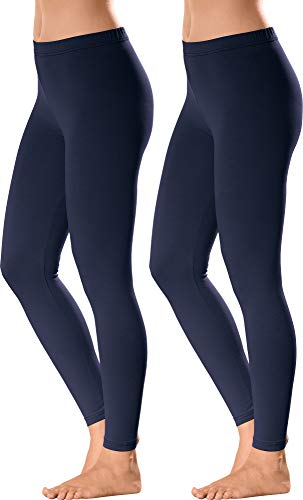 Erwin Müller Damen Leggings, Freizeithose Single-Jersey im 2er-Pack Marine Größe 36/38 - optimaler Sitz durch die elastische Qualität, mit abgestepptem Gummiband von Erwin Müller