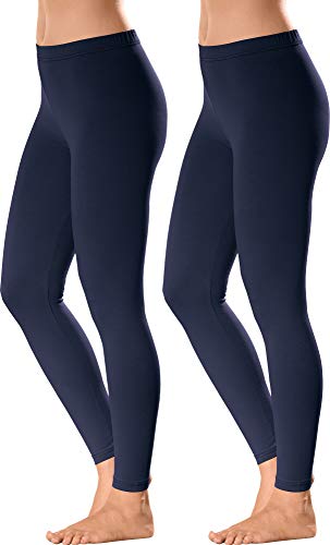 Erwin Müller Damen Leggings, Freizeithose Single-Jersey im 2er-Pack marine Größe 44/46 - optimaler Sitz durch die elastische Qualität, mit abgestepptem Gummiband von Erwin Müller