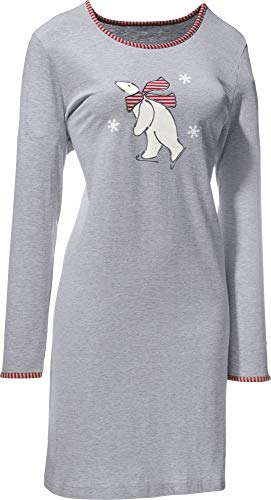 Erwin Müller Damen-Nachthemd, Nachtkleid, Nachtwäsche Single-Jersey mit Eisbär-Motiv grau meliert Größe 42 - weiche, anschmiegsame Wohlfühlqualität mit Rundhalsausschnitt von Erwin Müller