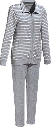 Erwin Müller Damen Nicki Freizeitanzug, Freizeithose, Freizeitjacke grau meliert Größe 42 - Reißverschluss, Eingriffstaschen, angenehm weich von Erwin Müller