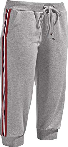 Erwin Müller Damen Sweat Caprihose, Jogginghose, mit Durchzugsband und Eingriffstaschen, grau meliert Größe 40-42 - Hose mit abgestepptem Gummibund, schnelltrocknend, pflegeleicht von Erwin Müller