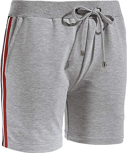 Erwin Müller Damen Sweat Freizeithose kurz, Jogginghose, mit Durchzugsband und Eingriffstaschen, grau meliert Größe 48-50 - weiche Qualität, pflegeleicht, schnell trocknend von Erwin Müller