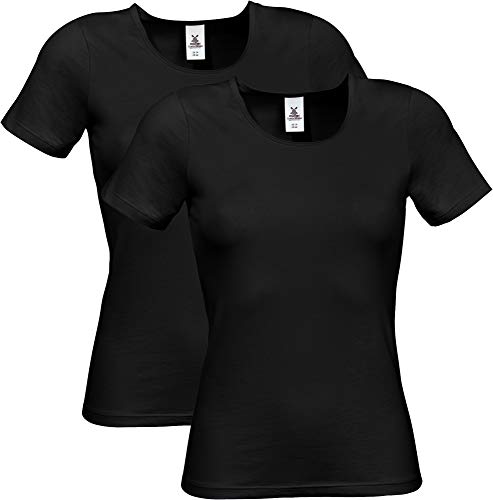 Erwin Müller Damen-Unterhemd, 1/2-Arm 2er-Pack schwarz Größe 46 von Erwin Müller