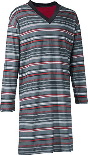 Erwin Müller Herren-Schlafanzug, Pyjama, Zweiteiler Single-Jersey mit sportlichen Ringeln Bedruckt grau Größe 56 - Hose mit abgestepptem Gummibund, mit V-Ausschnitt, 100% Baumwolle von Erwin Müller