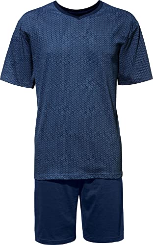 Erwin Müller Herren Schlafanzug, Shorty, Pyjama, Zweiteiler, Nachtwäsche Single-Jersey dunkelblau Größe 52 - T-Shirt und Short, V-Ausschnitt, Hose mit Gummibund von Erwin Müller