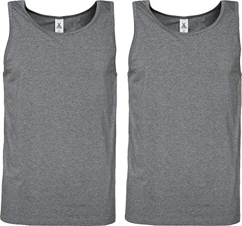 Erwin Müller Herren Unterhemd, T-Shirt Single-Jersey 2er-Pack grau meliert Größe 8 - weich, dehnbar, formtreu von Erwin Müller