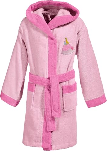 Erwin Müller Kinder Bademantel Prinzessin Baumwolle Frottier rosa Größe 98/104 - kuschelweich, saugstark, mit Kapuze, Taschen und Bindegürtel von Erwin Müller