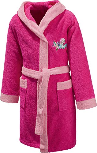 Erwin Müller Kinder-Bademantel mit Kapuze Frottier pink Größe 86/92 - weich, hautfreundlich, mit aufgesetzten Taschen, Bindegürtel, Stickerei Meerjungfrau von Erwin Müller