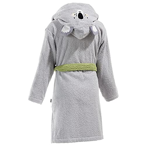 Erwin Müller Kinder Poncho mit Kapuze Tiger grau Größe 98/104 - kuschelweich, saugstark, angenehm wärmend von Erwin Müller