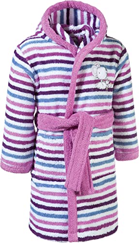 Erwin Müller Kinder-Bademantel, Kapuzenbademantel Frottier Maus lila-weiß-blau Größe 98/104 - mit Kapuze, Taschen und Bindegürtel, saugstarke Baumwolle von Erwin Müller