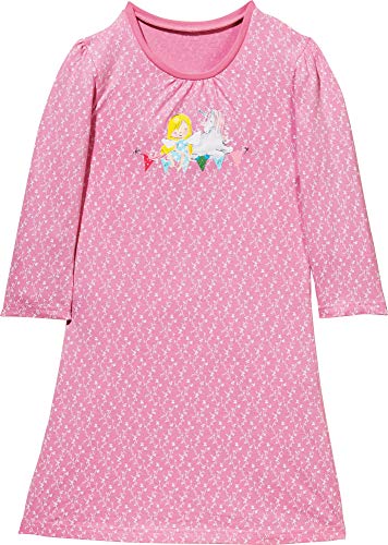 Erwin Müller Kinder Nachthemd, Nachtkleid, Pyjama, Nachtwäsche Single-Jersey, Fee und Einhorn rosa Größe 146/152 - weich und anschmiegsam von Erwin Müller