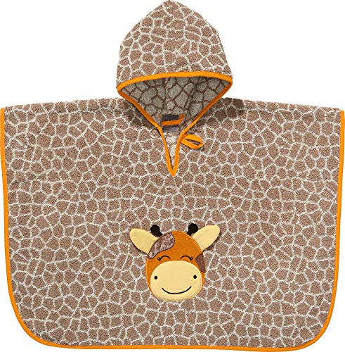 Erwin Müller Kinder-Poncho Giraffe Walk-Frottier hellbraun/natur Größe 50x70 cm - mit Kapuze und Knopf, weich, saugstark, strapazierfähig von Erwin Müller