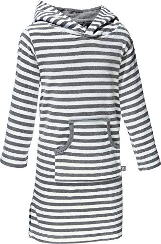 Erwin Müller Kinder-Poncho Streifen Frottier, Umkleide-Hilfe hellgrau Größe 98/104 - mit Kapuze und Aufsatztasche, schnell trocknend, saugstark von Erwin Müller