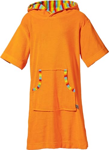 Erwin Müller Kinder-Poncho Uni Leichtfrottier orange Größe 110/116 von Erwin Müller