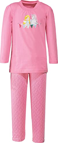 Erwin Müller Kinder Schlafanzug, Pyjama, Zweiteiler, Nachtwäsche Single-Jersey, Fee und Einhorn rosa Größe 110/116 - Gummibund mit Schleifchen, weich und anschmiegsam von Erwin Müller