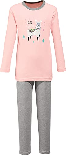 Erwin Müller Kinder Schlafanzug, Pyjama, Zweiteiler, Nachtwäsche Single-Jersey, Lama, Alpaka rosa Größe 110/116 - mit Gummibund, weich und anschmiegsam von Erwin Müller