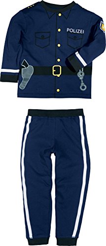 Erwin Müller Kinder Schlafanzug, Pyjama Jungen, Druckmotiv Polizei, Interlock-Jersey, Größe 134/140-100% Baumwolle, mit Gummibund und Beinbündchen, hautfreundlich, kuschelweich von Erwin Müller