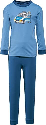 Erwin Müller Kinder-Schlafanzug, Pyjama Polizei Single-Jersey blau/Marine Größe 122/128-100% Baumwolle, hautfreundlich, mit Rundumgummizug von Erwin Müller