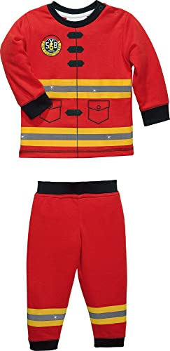 Erwin Müller Kinder-Schlafanzug, Pyjama Feuerwehrmann Single-Jersey rot Größe 110/116-100% Baumwolle, hautfreundlich, kuschelweich, mit Rundumgummizug von Erwin Müller