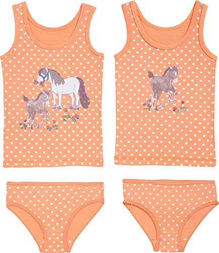 Erwin Müller Mädchen-Unterwäsche-Set 4-TLG. Single-Jersey aprikot/weiß Größe 86/92 von Erwin Müller