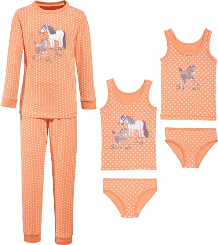 Erwin Müller Mädchen-Wäsche-Set 6-TLG. Single-Jersey apricot/weiß Größe 122/128 von Erwin Müller