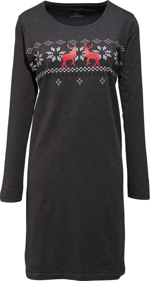 Erwin Müller Nachthemd Damen-Nachthemd Single-Jersey gemustert von Erwin Müller