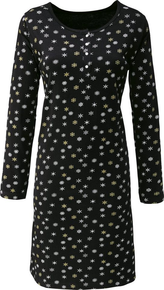 Erwin Müller Nachthemd Damen-Nachthemd Single-Jersey gemustert von Erwin Müller