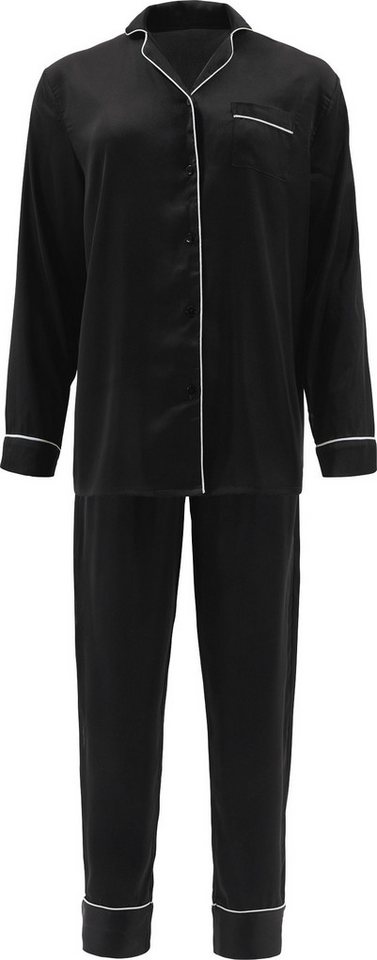 Erwin Müller Pyjama Damen-Schlafanzug Satin Uni von Erwin Müller