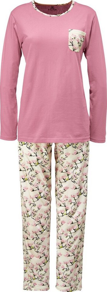 Erwin Müller Pyjama Damen-Schlafanzug Single-Jersey Blumen von Erwin Müller