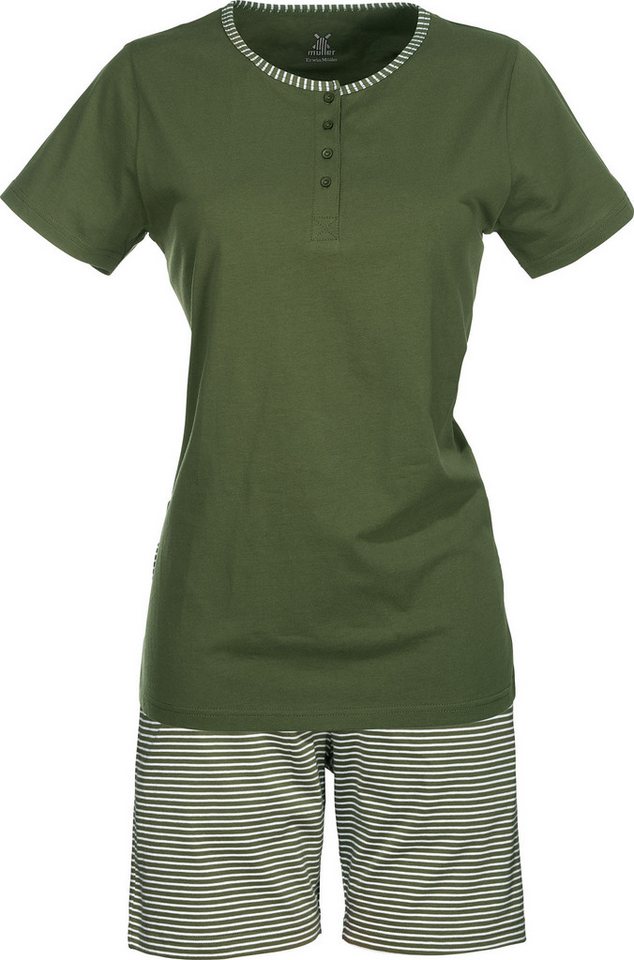 Erwin Müller Pyjama Damen-Shorty Single-Jersey Streifen: gestrickter Ringel, Hose von Erwin Müller