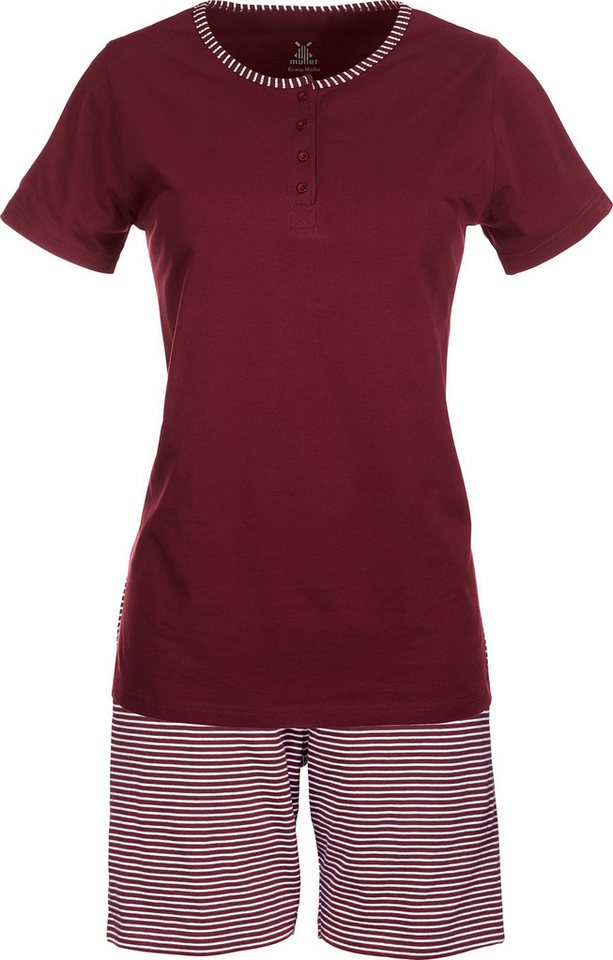 Erwin Müller Pyjama Damen-Shorty Single-Jersey Streifen: gestrickter Ringel, Hose von Erwin Müller