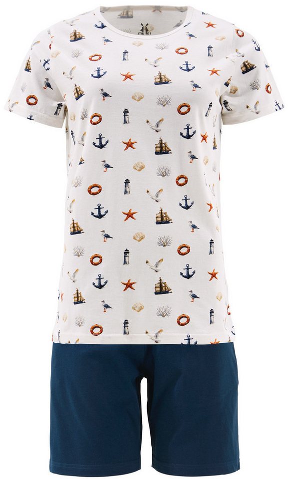 Erwin Müller Pyjama Damen-Shorty Single-Jersey gemustert von Erwin Müller