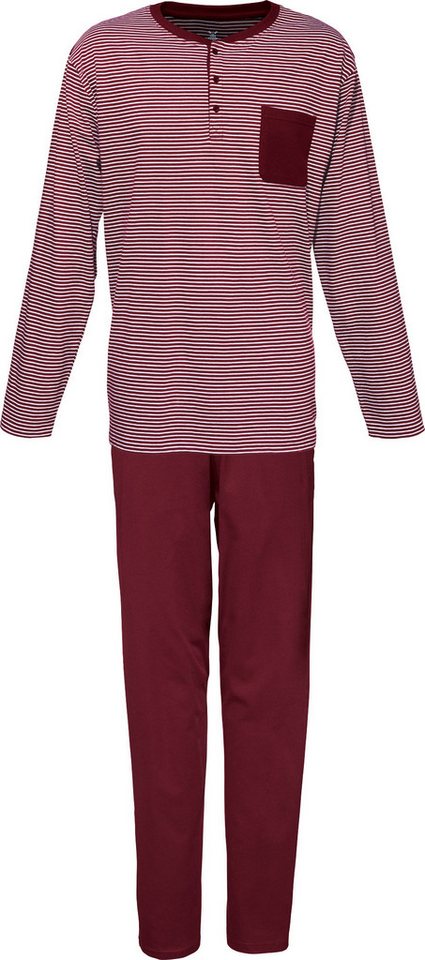 Erwin Müller Pyjama Herren-Schlafanzug Single-Jersey Streifen: gestrickter Ringel, Oberteil von Erwin Müller