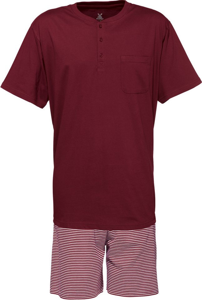 Erwin Müller Pyjama Herren-Shorty Single-Jersey Streifen: gestrickter Ringel, Hose von Erwin Müller