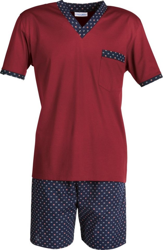 Erwin Müller Pyjama Herren-Shorty Single-Jersey gemustert von Erwin Müller