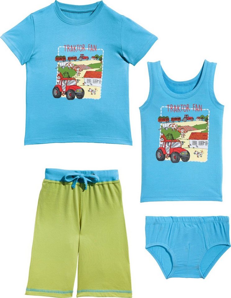 Erwin Müller Pyjama Jungen-Wäsche-Set 4-teilig Single-Jersey gemustert von Erwin Müller